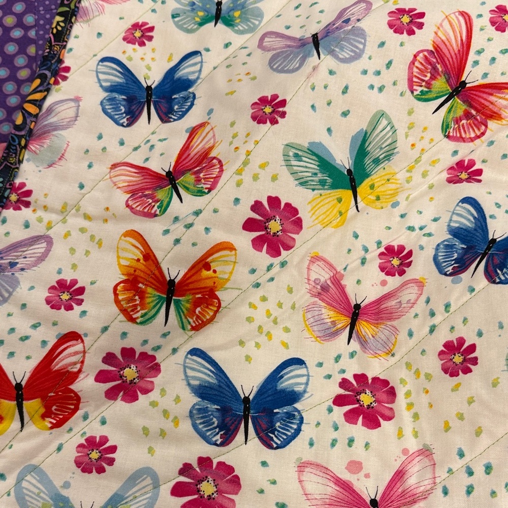 Handmade Colorful Butterfly Quilt - Picture 4 of 7